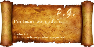 Perlman Gorgiás névjegykártya
